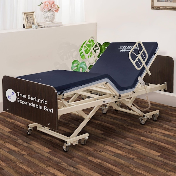 Medacure Expandable Bariatric Hospital Bed, Fully Electric with ProEx 48 Mattress Mahagony MC-LXBARIMH1KA - main